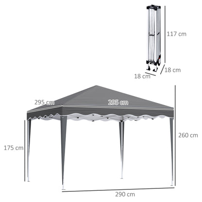 Outsunny 3 x 3m Pop Up Gazebo, Outdoor Camping Gazebo Party Tent with Carry Bag