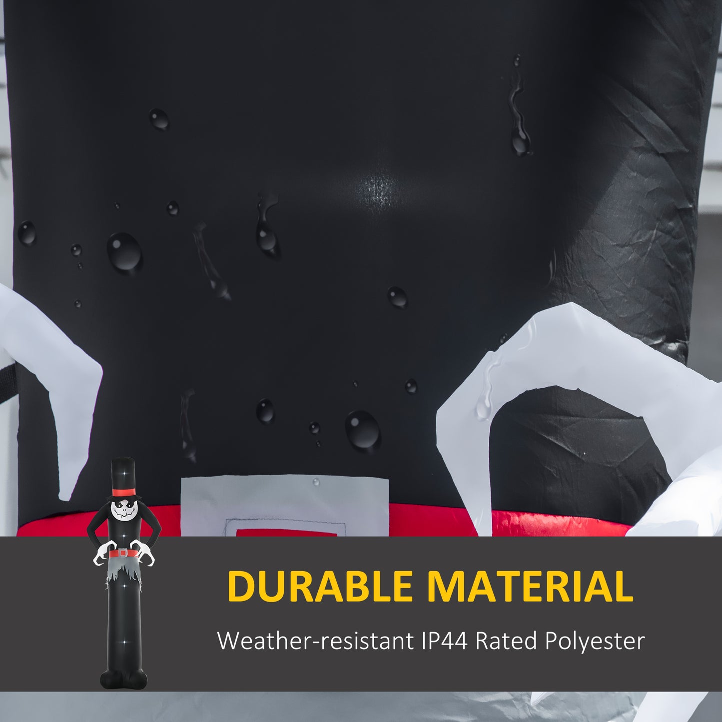 Outsunny 10ft Inflatable Halloween Skinny Ghost in a Tall Hat, Blow-Up Outdoor LED Display