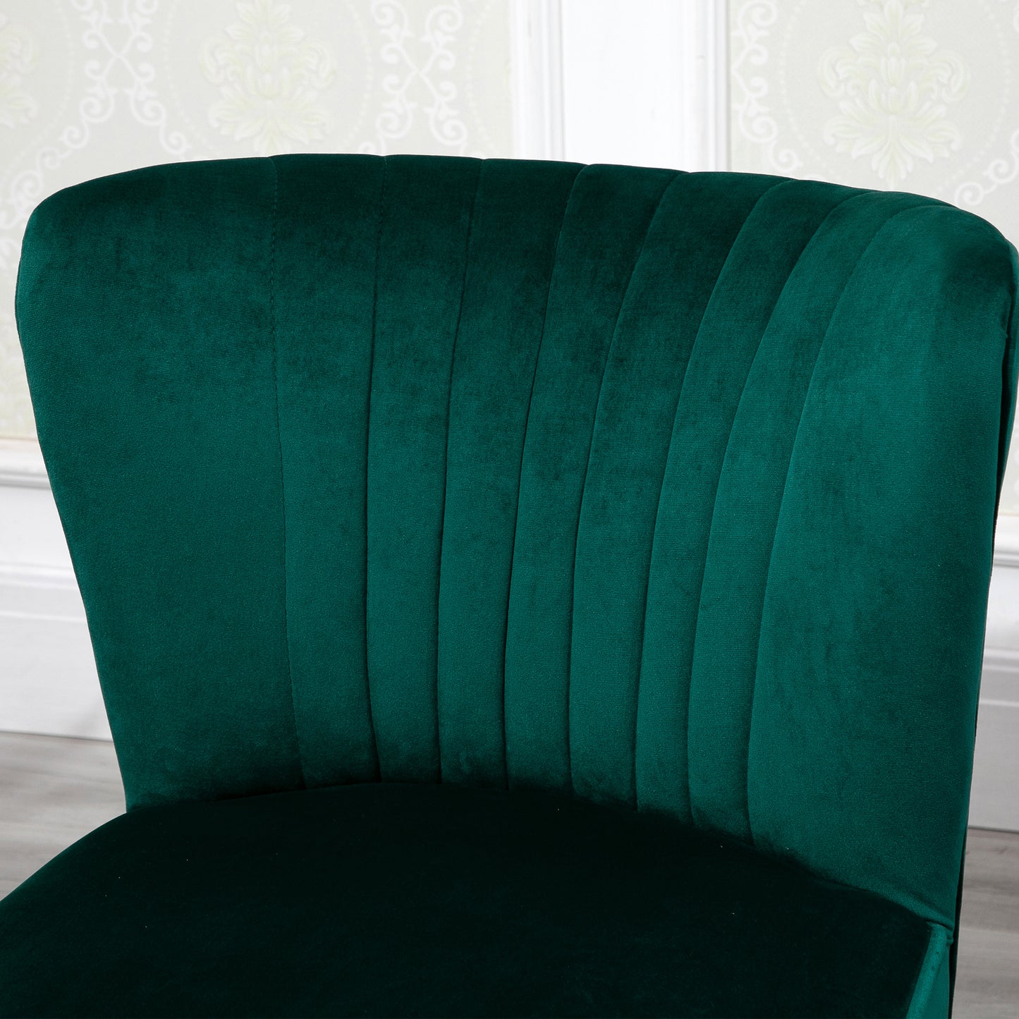 Retro Style Velvet Accent Chair Occasional Tub Seat Padding Curved Back with Wood Frame Legs Home Furniture Set of 2 Green