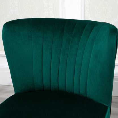 Retro Style Velvet Accent Chair Occasional Tub Seat Padding Curved Back with Wood Frame Legs Home Furniture Set of 2 Green