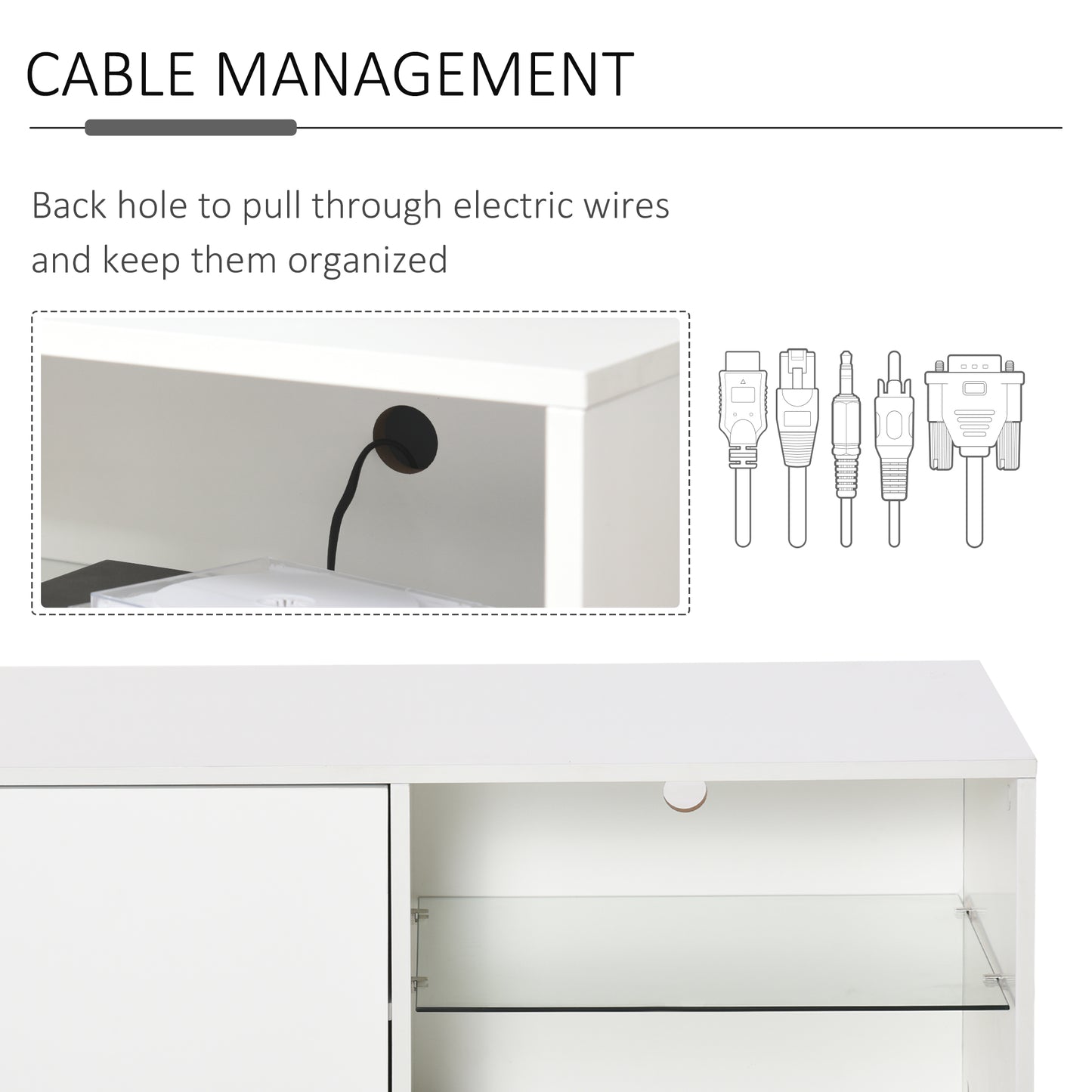 Modern TV Stand Media Unit w/ High Gloss Door Cabinet 2 Shelves Living Room Office Home Furniture White