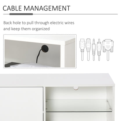 Modern TV Stand Media Unit w/ High Gloss Door Cabinet 2 Shelves Living Room Office Home Furniture White