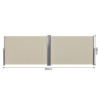 Outsunny Steel Frame Retractable Double Side Awning Beige