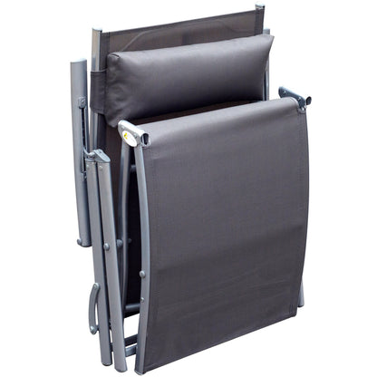 Outsunny Texteline Sun Lounger Recliner Chair Patio Foldable Garden 5 Levels Grey