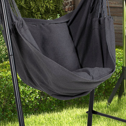 Outsunny Hammock Swing Chair with Stand And Cushion - Dark Grey
