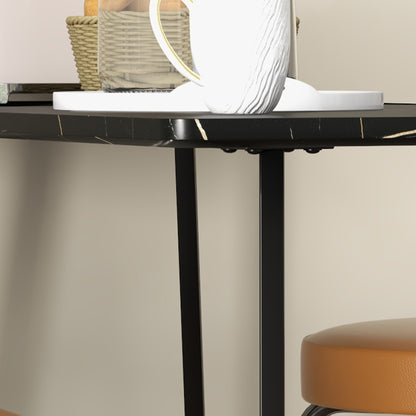 Rectangular Bar Table w/ Sturdy Metal Frame, Contemporary Design High Top Kitchen Table w/ Faux Marble Top, Easy Assembly Pub Table for 4