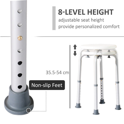 Adjustable Non-Slip Shower And Bath Stool,  32.5W x 41D x 35.5 - 54H cm - Cream White