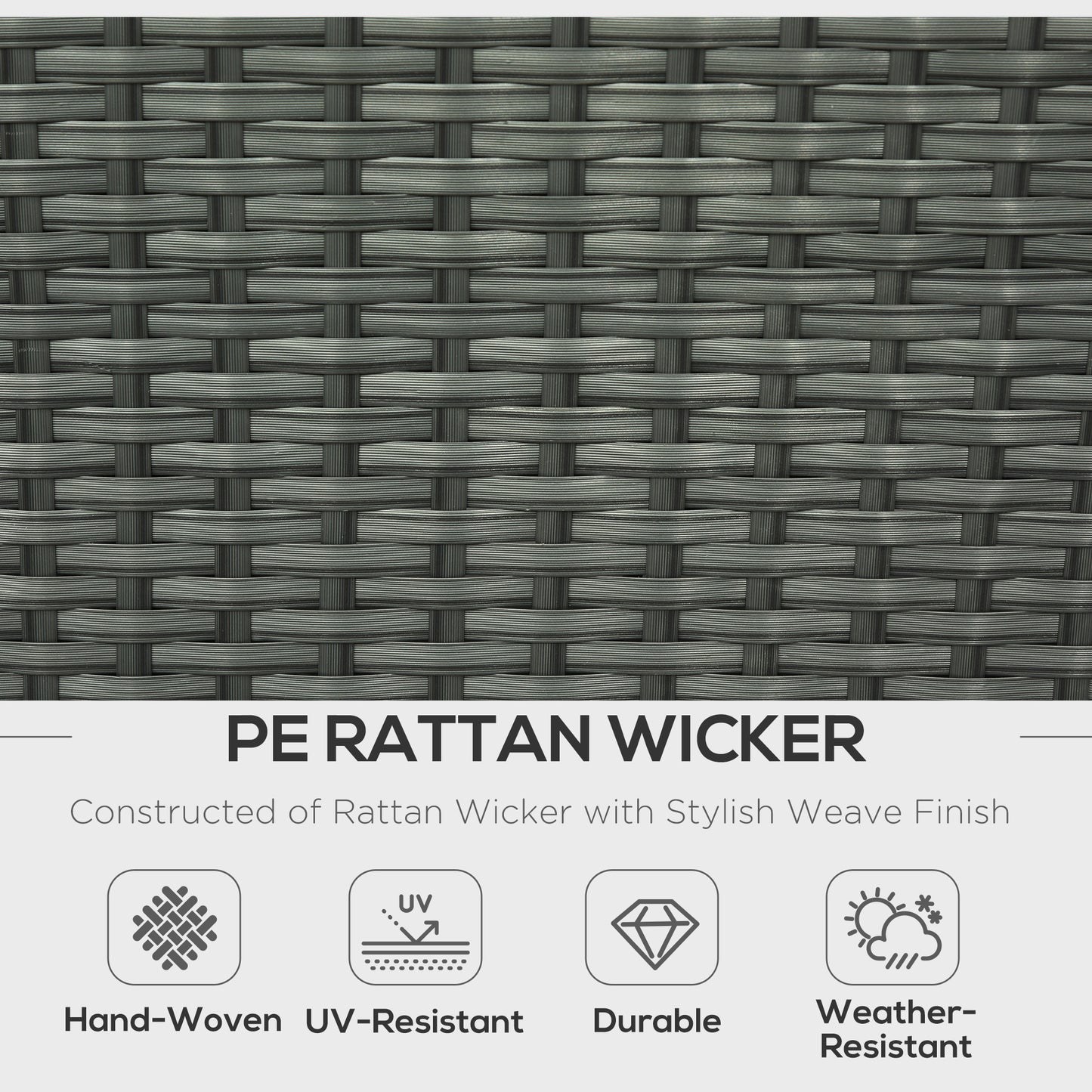 Outsunny 6 Piece Outdoor Rattan Wicker Furniture Set with 3-Seat Sofa, 2 Single Sofas, 2 Footstools and Coffee Table