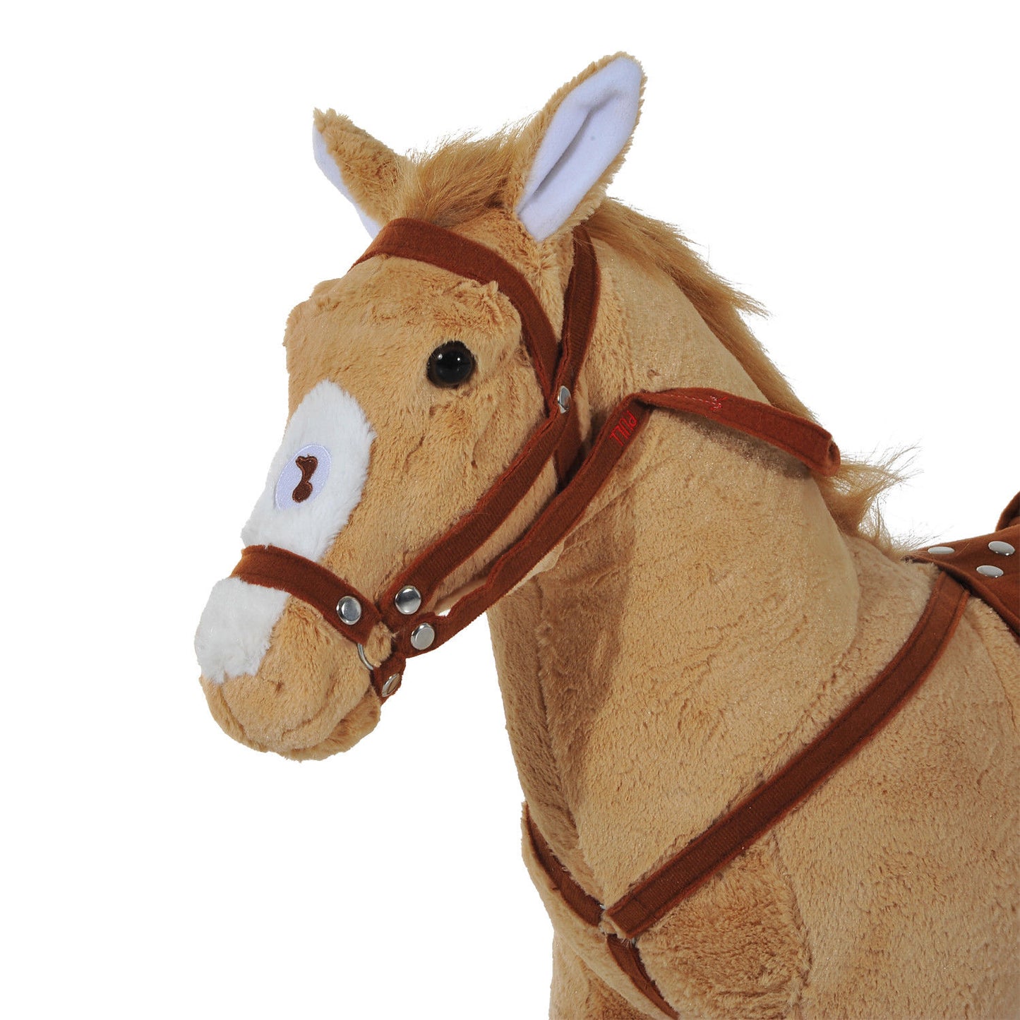 Childrens Plush Rocking Pony With Sound - Beige