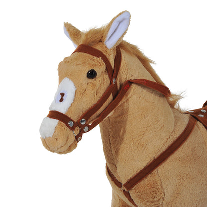 Childrens Plush Rocking Pony With Sound - Beige