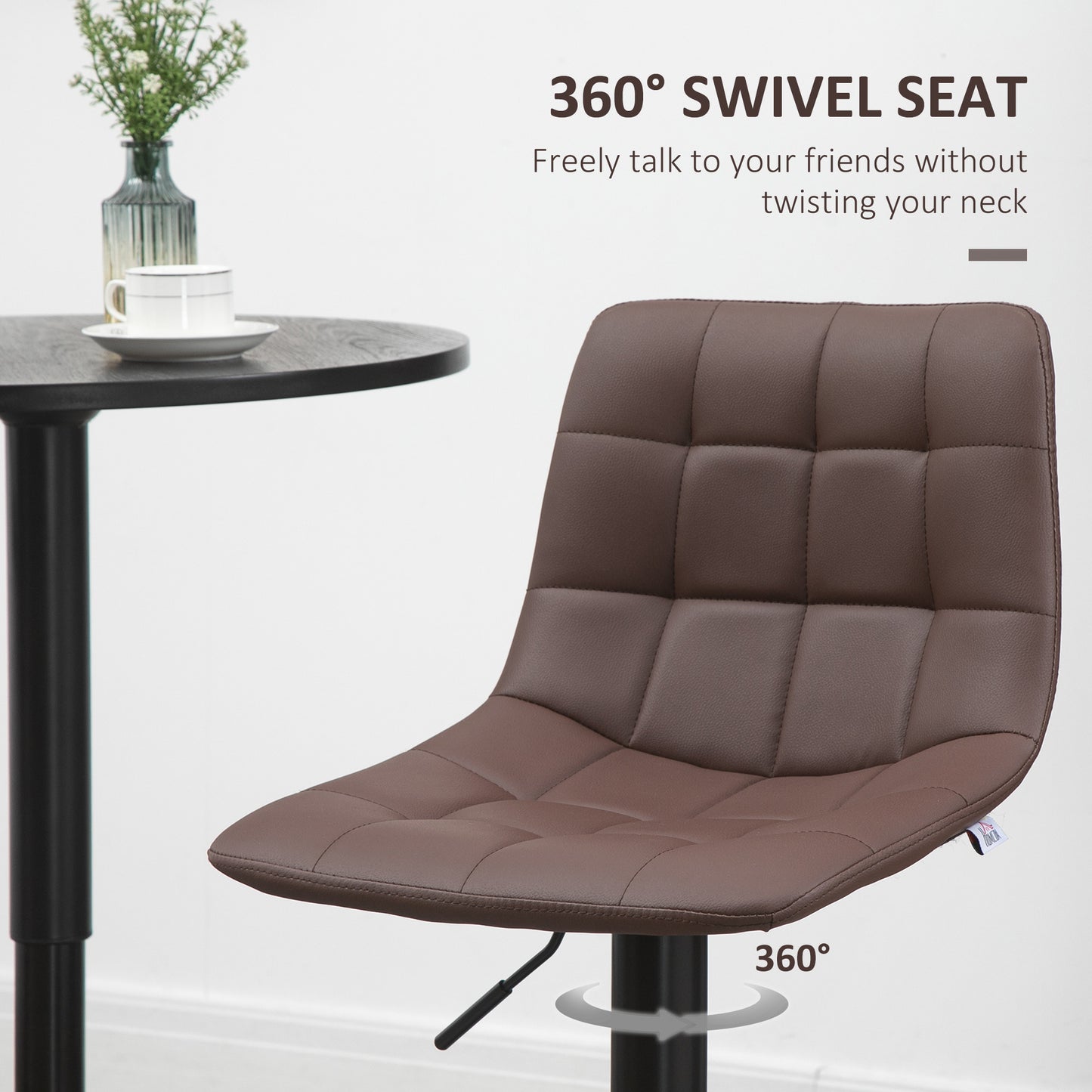 Bar Stools Set of 2, Counter Height Barstools Dining Chairs 360° Swivel with Footrest for Home Pub and Kitchen, Brown