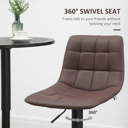 Bar Stools Set of 2, Counter Height Barstools Dining Chairs 360° Swivel with Footrest for Home Pub and Kitchen, Brown