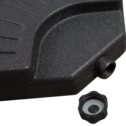 Outsunny 4 Piece Portable Round Parasol Base Umbrella Cross Stand Weights Holder Sand or Water Filled Outdoor Garden Patio