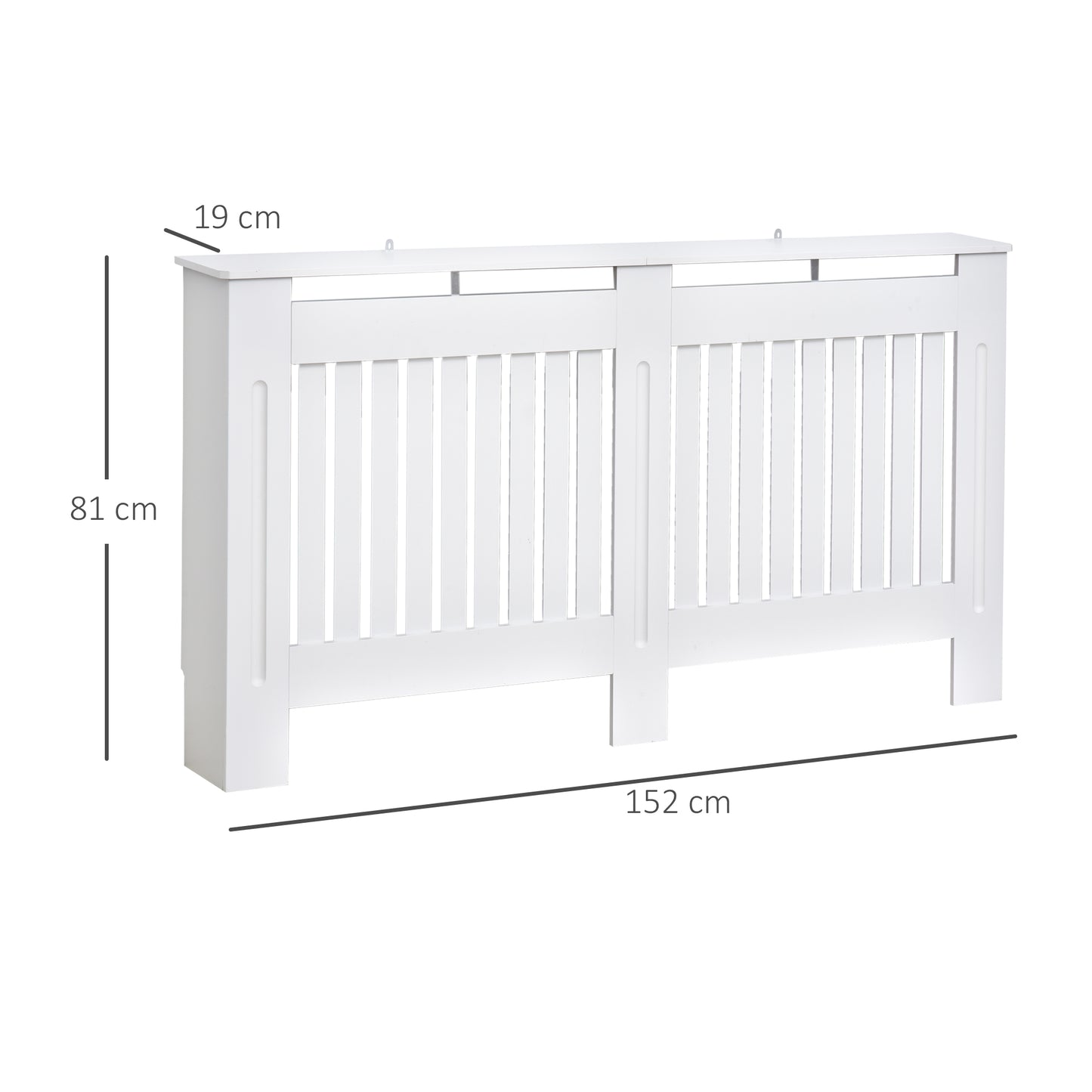 Slatted Radiator Cover Painted Cabinet MDF Lined Grill in White (152L x 19W x 81H cm)