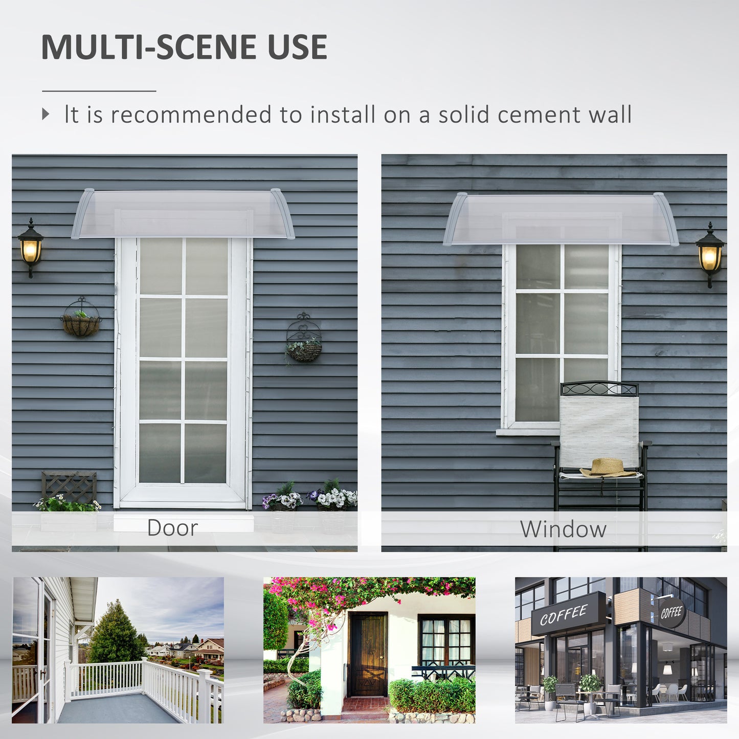 Outsunny Door Awning Canopy Window Rain Shelter Cover Front Back Porch Window Shade 140cm x 70cm