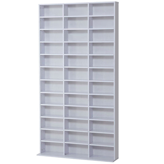 CD / DVD Storage Shelf Storage Unit for 1116 CDs Height-Adjustable Compartments 102 x 24 x 195 cm White