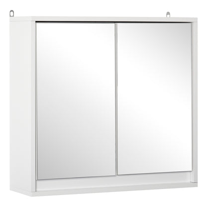 Mirror Cabinet for Bathroom Mirror Cupboard Wall Mounted with Storage Shelf Bathroom Cupboard Double Door White