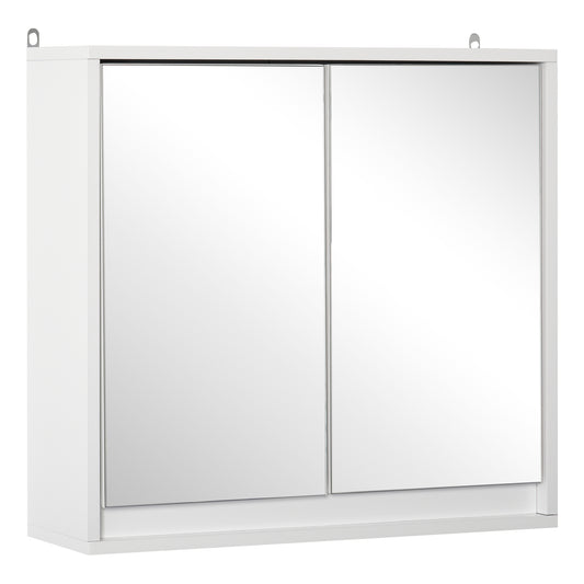 Mirror Cabinet for Bathroom Mirror Cupboard Wall Mounted with Storage Shelf Bathroom Cupboard Double Door White