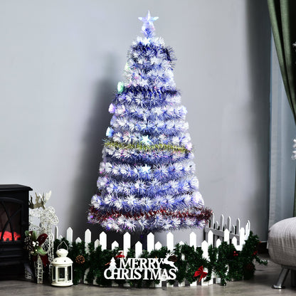 Artificial Fibre Optic Christmas Tree With 26 LED Lights Pre-Lit White Blue 6FT