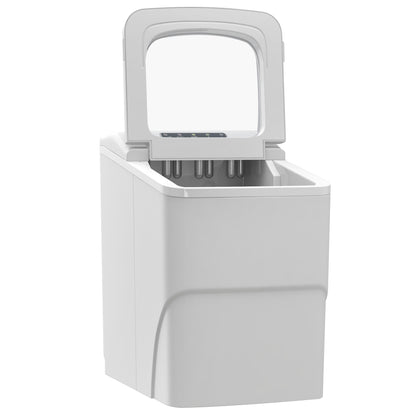 Portable Bullet Ice Cube Maker Machine Countertop, Automatic Cleaning, Visible Window Scoop And Basket For Kitchen - White