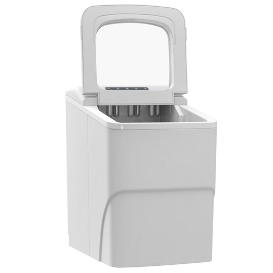 Portable Bullet Ice Cube Maker Machine Countertop, Automatic Cleaning, Visible Window Scoop And Basket For Kitchen - White