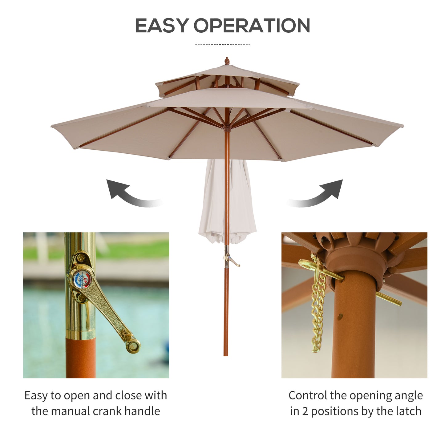 Outsunny Outdoor Sunshade Umbrella Beige
