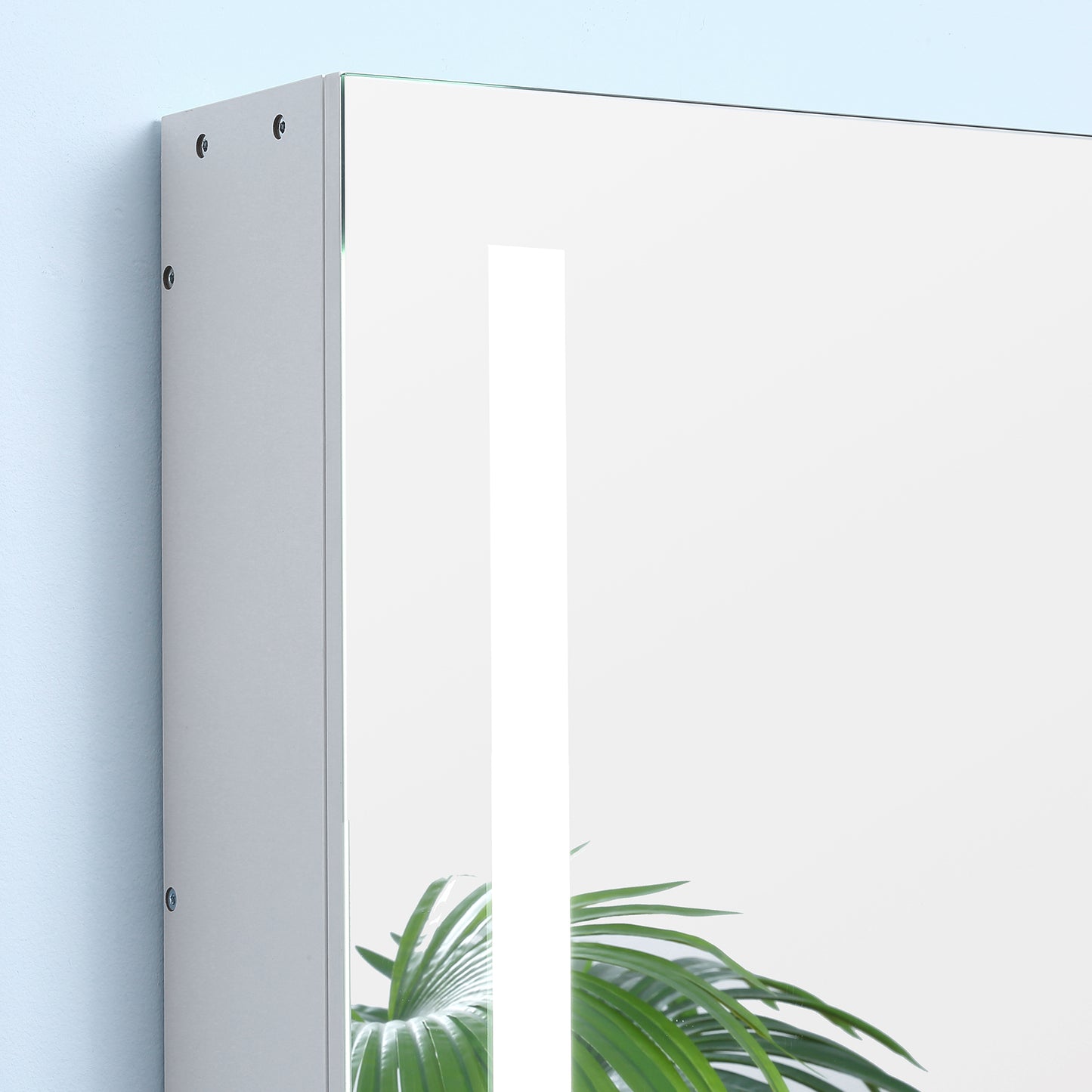 Kleankin Wall Mounted Bathroom Cabinet w/ LED Lights, Illuminated Bathroom Mirror Cabinet w/ Adjustable Shelf, Touch Switch, USB Charge, White