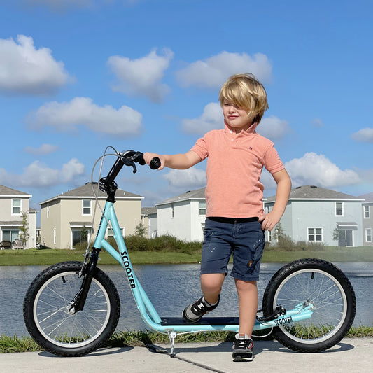 Kids Steel Frame Adjustable Kick Scooter Blue