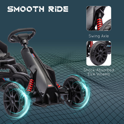 Children Pedal Go Kart, Kids Ride on Racer w/ Adjustable Seat, Shock Absorption EVA Tyres, Handbrake, for Kids Aged 3-8