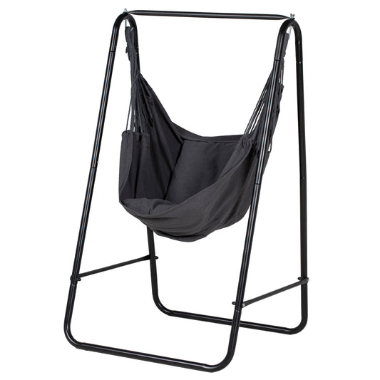Outsunny Hammock Swing Chair with Stand And Cushion - Dark Grey