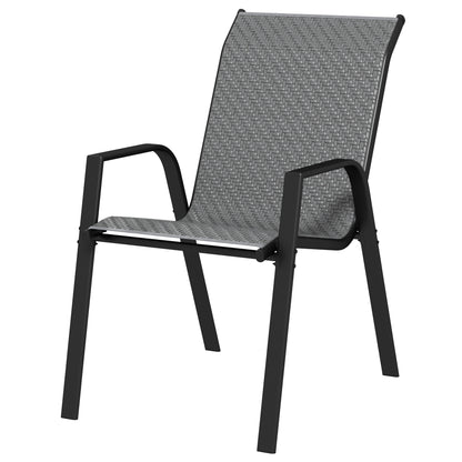 Outsunny Stackable Outdoor Rattan Chairs Set of 4 with Armrests and Backrest, Grey
