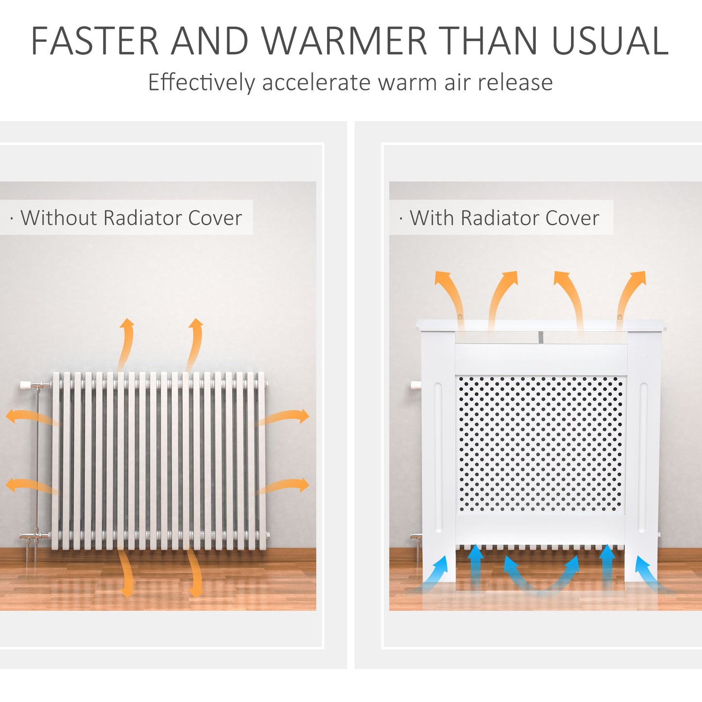 Wooden Radiator Cover Heating Cabinet Modern Home Furniture Grill Style Diamond Design White Painted (Small)