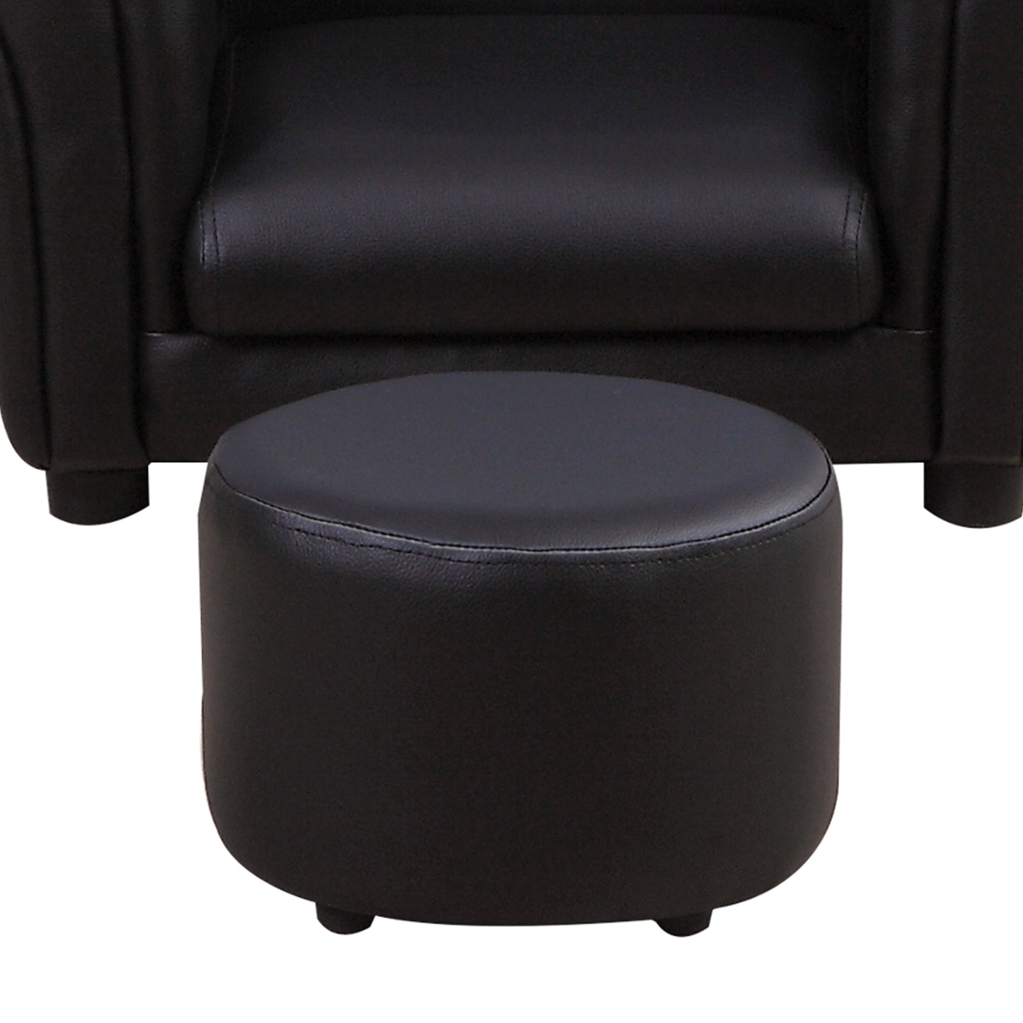 #Children Armchair W/Footstool-Black