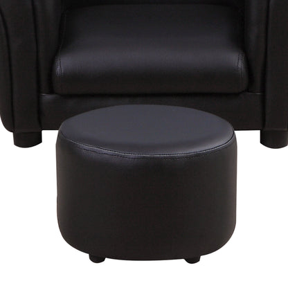 #Children Armchair W/Footstool-Black