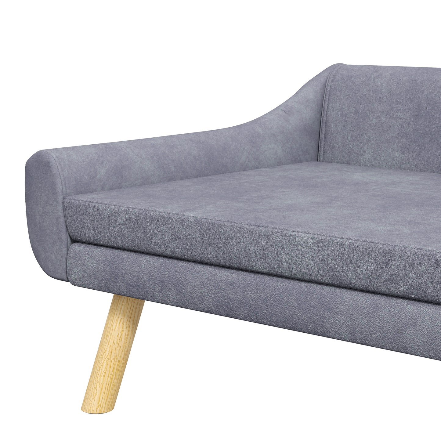 PawHut Dog Couch with Soft Cushion, Pet Sofa Bed with Wooden Frame, Removable Cover, for Medium and Large Dogs, Grey