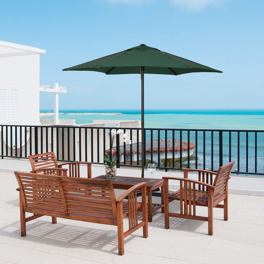 2m Patio Parasol Umbrella, Outdoor Sun Shade with 6 Sturdy Ribs for Balcony, Bench, Garden, Green