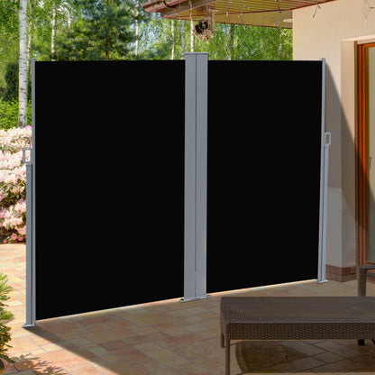 Outsunny 6 x 2m Retractable Sun Side Awning Screen Fence Patio Garden Wall Balcony Screening Panel Outdoor Blind Privacy Divider – Black