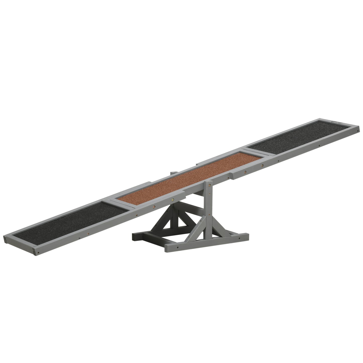 Dog Agility Training Seesaw | Solid Fir Wood | Anti-Slip Surface | Water-Resistant Paint | 50kg Capacity | Max Height 54cm | 180x30x30cm | Grey
