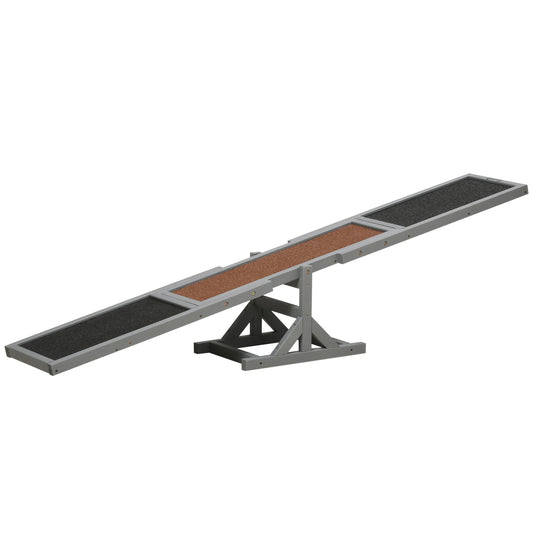 Dog Agility Training Seesaw | Solid Fir Wood | Anti-Slip Surface | Water-Resistant Paint | 50kg Capacity | Max Height 54cm | 180x30x30cm | Grey