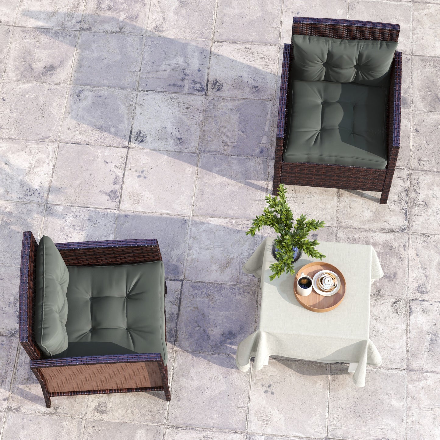 Outsunny 4-Piece Seat Cushions Back Pillows Replacement, Patio Chair Cushions Set for Indoor Outdoor, Light Grey