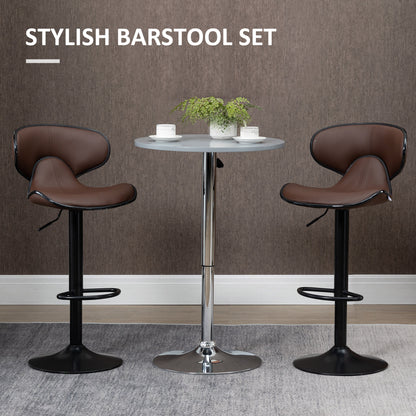 Swivel Bar Stools Set of 2, Barstools with Footrest and Backrest, Steel Frame Gas Lift, for Kitchen Counter Dining Room, Brown