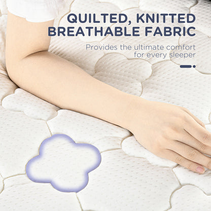 King Mattress, Pocket Sprung Mattress in a Box with Breathable Foam and Individually Wrapped Spring, 200cmx150cmx18cm, White