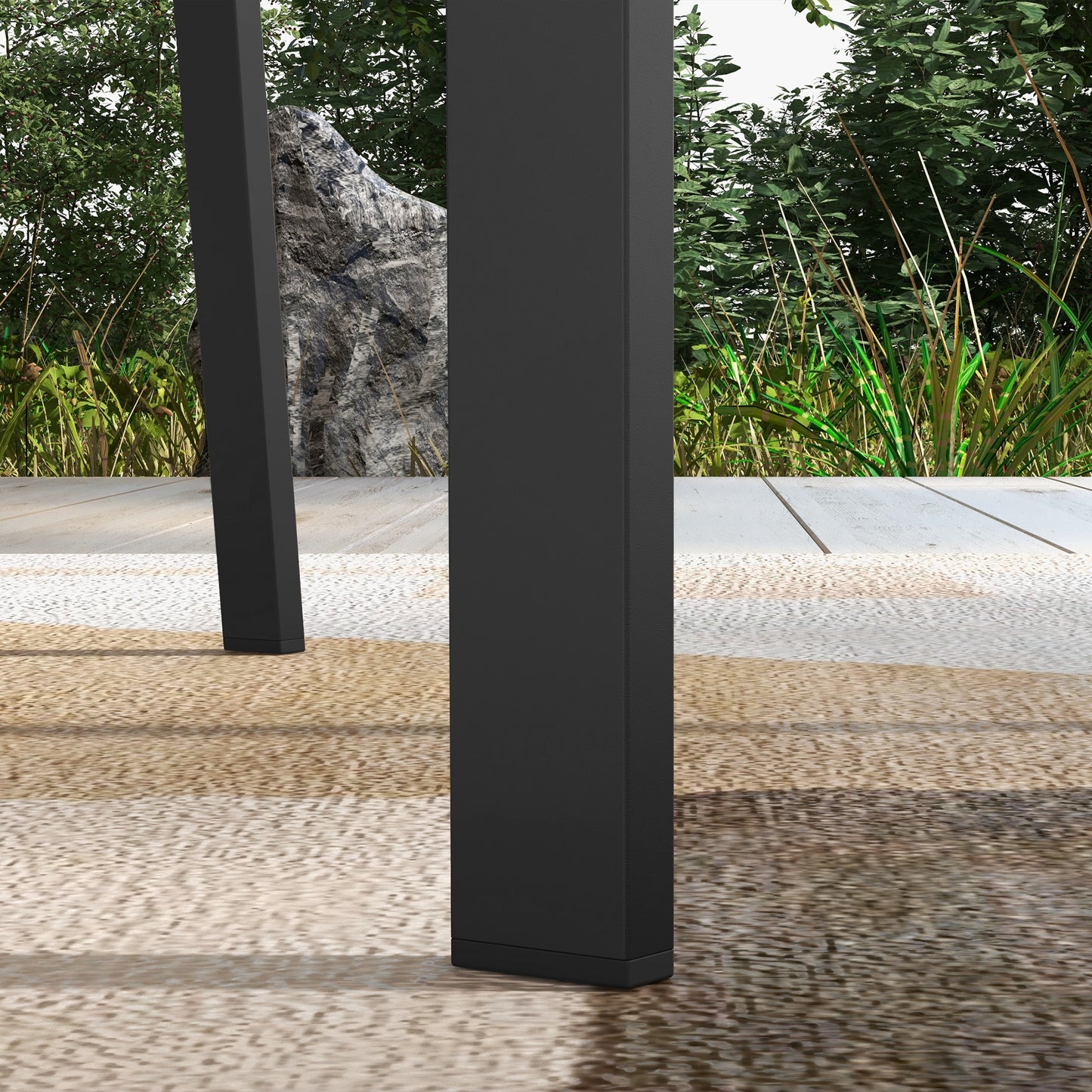 Outsunny 4 PCs Patio Dining Chairs with Metal Slatted Design, Black