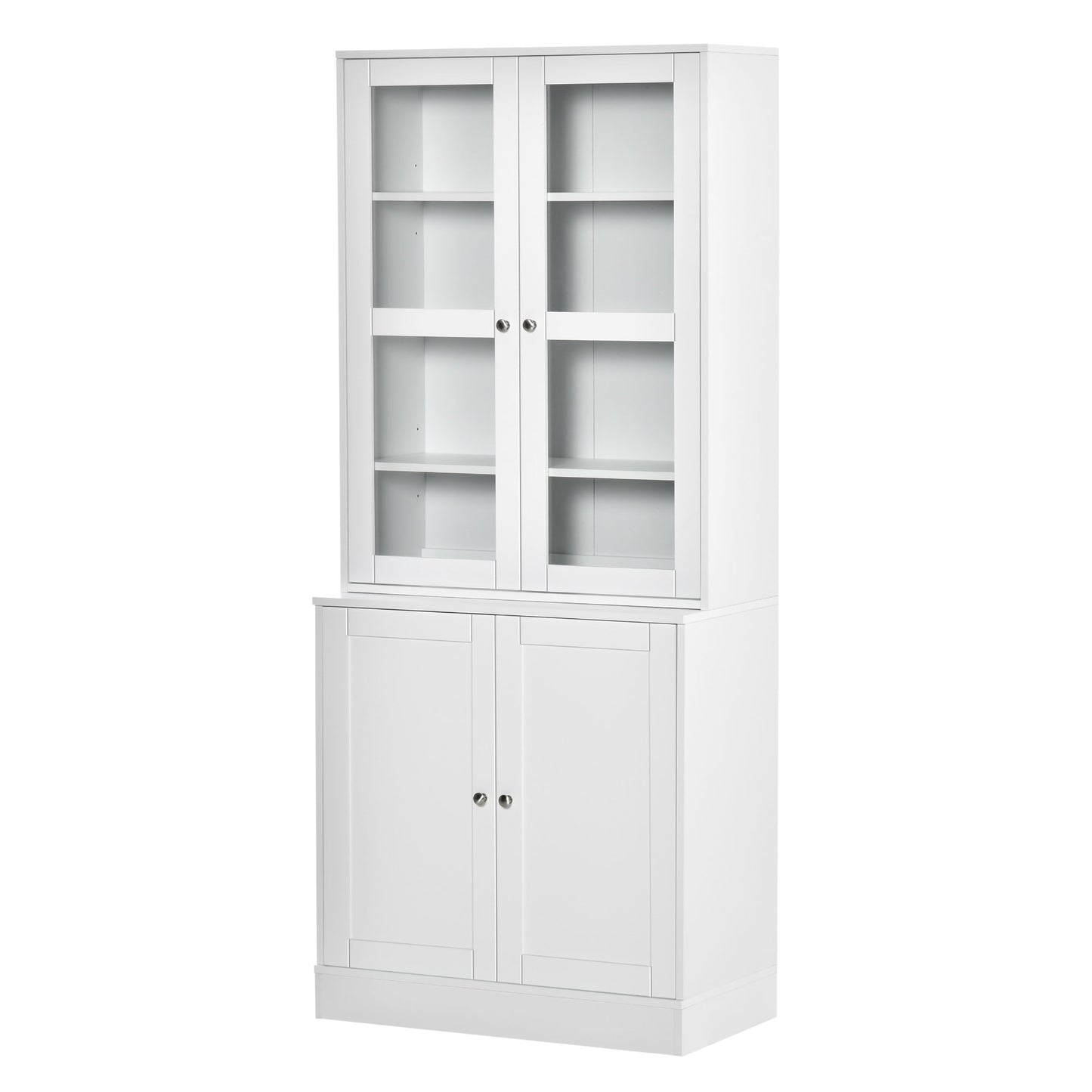 Modern Bookcase with Doors, Display Storage Cabinet with Adjustable Shelves for Living Room, Study, Office, White