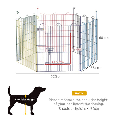 Pet Playpen | 6 Configurable Panels | Lockable Door | Indoor & Outdoor | Small Dogs, Cats, Rabbits & Small Pets | 60 x Ø120cm | Multicolour