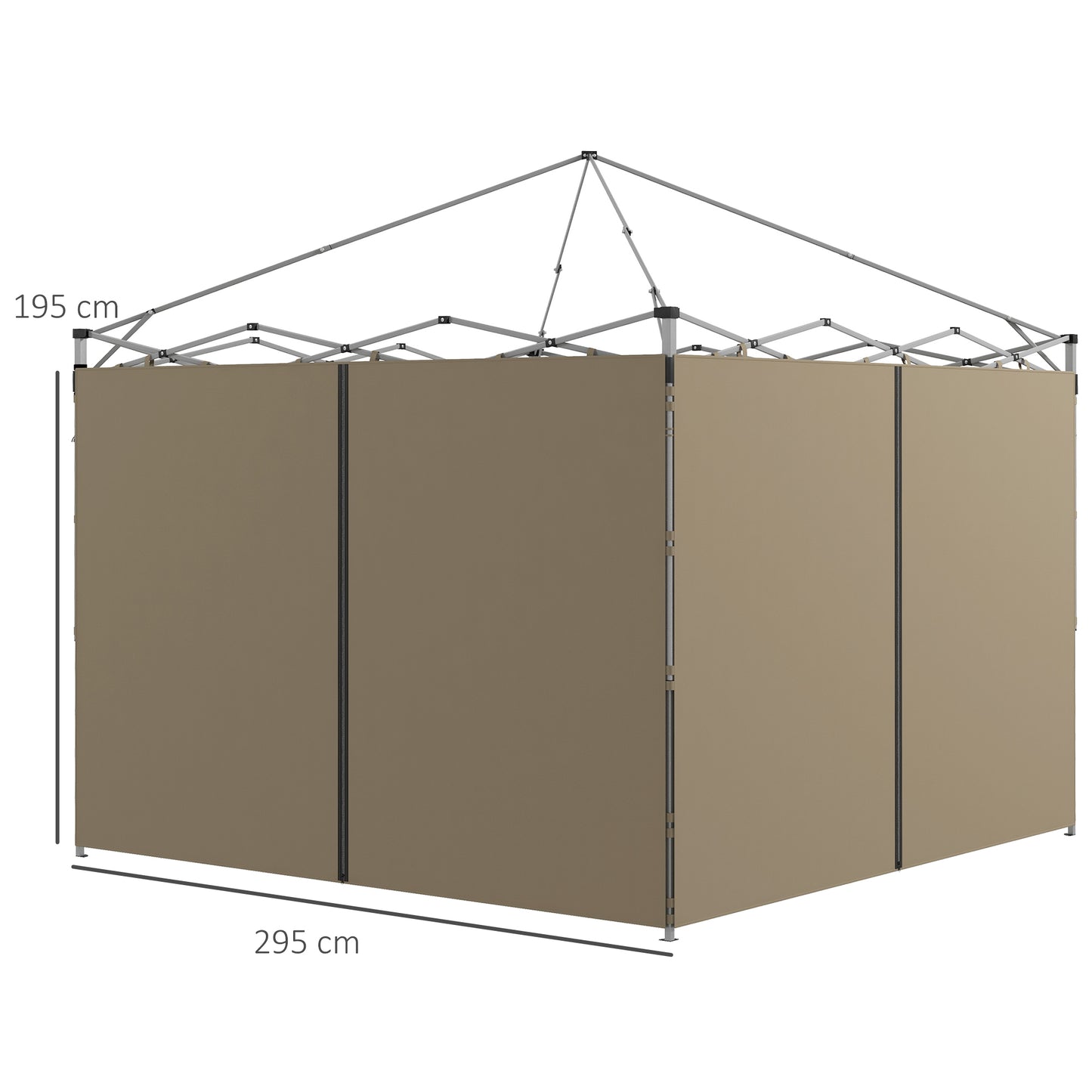 Outsunny Gazebo Side Panels, 2 Pack Sides Replacement, for 3x3(m) or 3x6m Pop Up Gazebo, with Zipped Doors, Beige