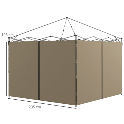 Outsunny Gazebo Side Panels, 2 Pack Sides Replacement, for 3x3(m) or 3x6m Pop Up Gazebo, with Zipped Doors, Beige