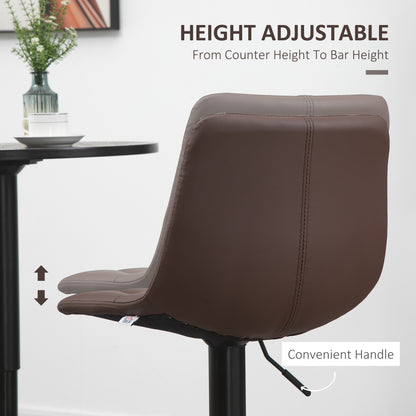 Bar Stools Set of 2, Counter Height Barstools Dining Chairs 360° Swivel with Footrest for Home Pub and Kitchen, Brown