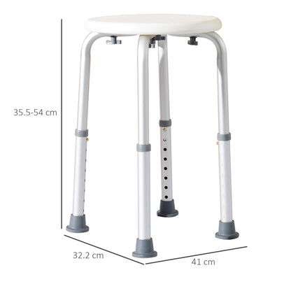 Adjustable Non-Slip Shower And Bath Stool,  32.5W x 41D x 35.5 - 54H cm - Cream White