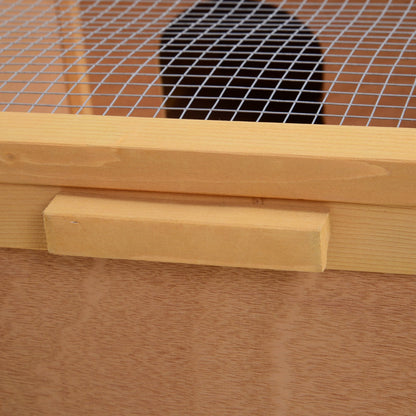 PawHut 94 cm Wooden Tortoise House Turtle Terrarium/ Small Reptile Enclosure with Two Room Design, Natural